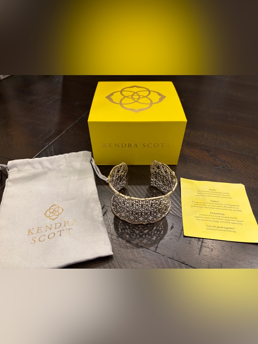 Kendra Scott Candice Filigree Cuff Bracelet – Gold & Silver Tone – Original Box